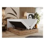 Łóżko kontynentalne ALBERO 4 160x200 - H3 - biały, ekoskóra