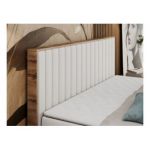 Łóżko kontynentalne ALBERO 4 160x200 - H3 - biały, ekoskóra