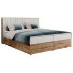 Łóżko kontynentalne ALBERO 4 180x200 - H3 - biały, ekoskóra