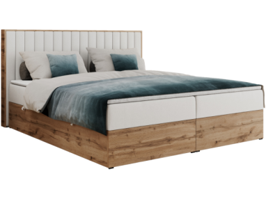 Łóżko kontynentalne ALBERO 4 120x200 - H4 - biały, ekoskóra