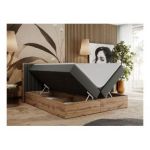 Łóżko kontynentalne ALBERO 4 140x200 - H3 - szary, ekoskóra