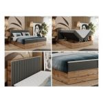 Łóżko kontynentalne ALBERO 4 120x200 - H4 - szary, ekoskóra