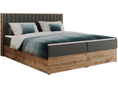 Łóżko kontynentalne ALBERO 4 160x200 - H4 - szary, ekoskóra