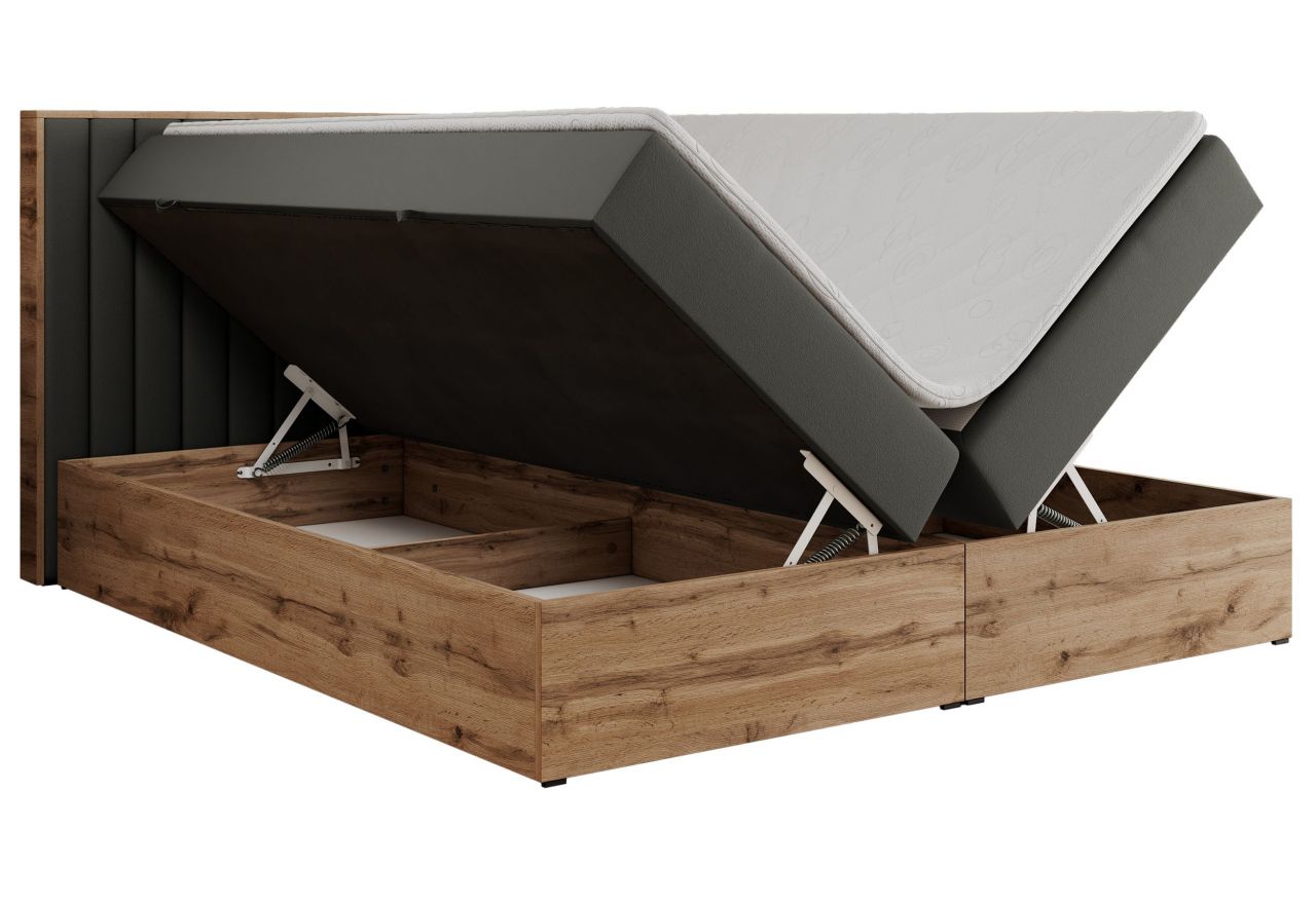 Łóżko kontynentalne ALBERO 4 160x200 - H4 - szary, ekoskóra