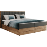 Łóżko kontynentalne ALBERO 4 200x200 - H4 - szary, ekoskóra