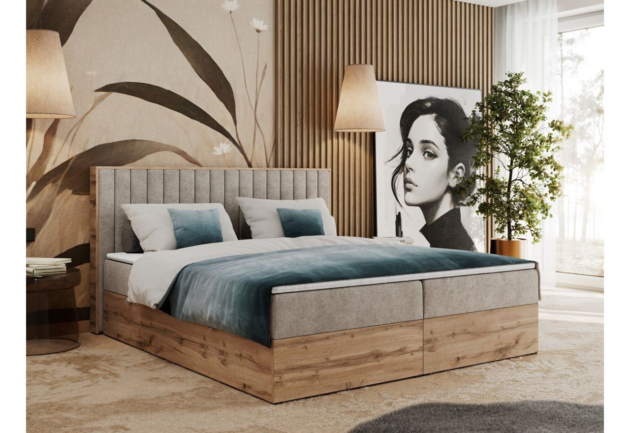 Łóżko kontynentalne ALBERO 4 160x200 - H3 - beżowy, struktura