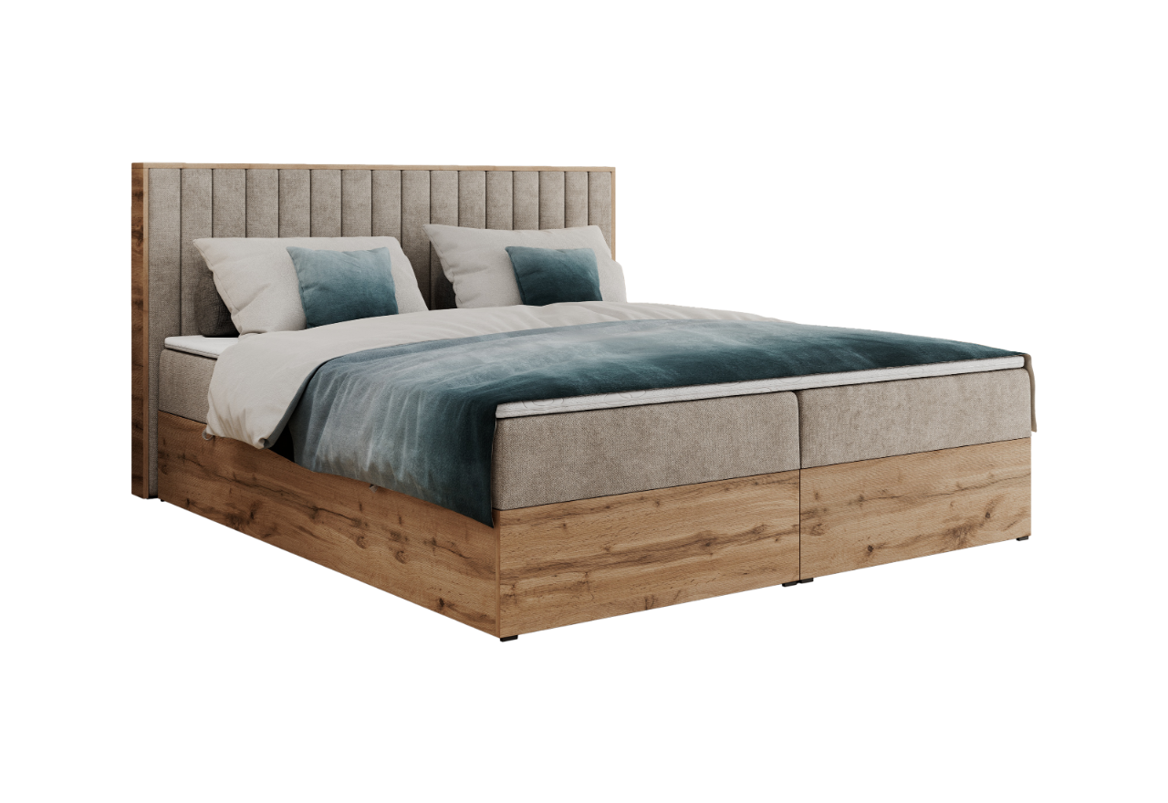 Łóżko kontynentalne ALBERO 4 160x200 - H3 - beżowy, struktura