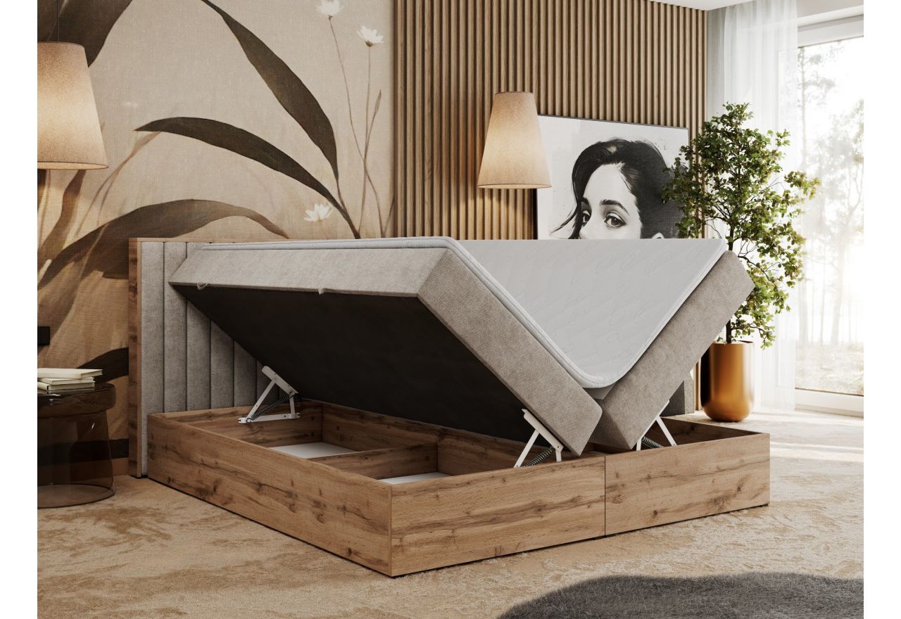 Łóżko kontynentalne ALBERO 4 140x200 - H4 - beżowy, struktura