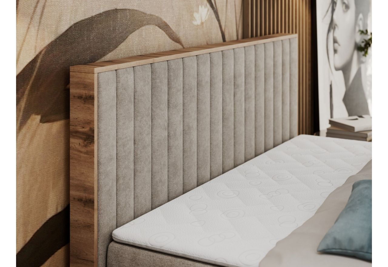 Łóżko kontynentalne ALBERO 4 140x200 - H4 - beżowy, struktura