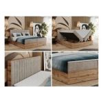 Łóżko kontynentalne ALBERO 4 140x200 - H4 - beżowy, struktura