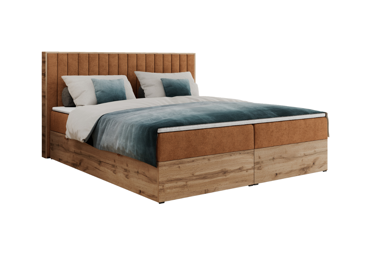 Łóżko kontynentalne ALBERO 4 120x200 - H3 - pomarańczowy, struktura