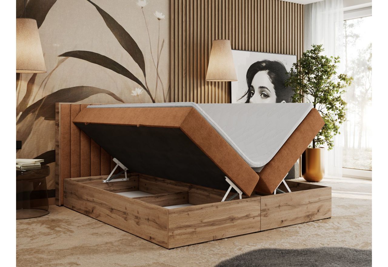 Łóżko kontynentalne ALBERO 4 120x200 - H3 - pomarańczowy, struktura