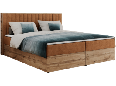 Łóżko kontynentalne ALBERO 4 180x200 - H3 - pomarańczowy, struktura