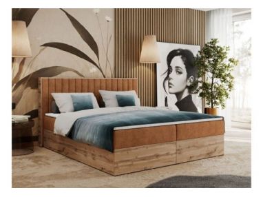 Łóżko kontynentalne ALBERO 4 200x200 - H3 - pomarańczowy, struktura