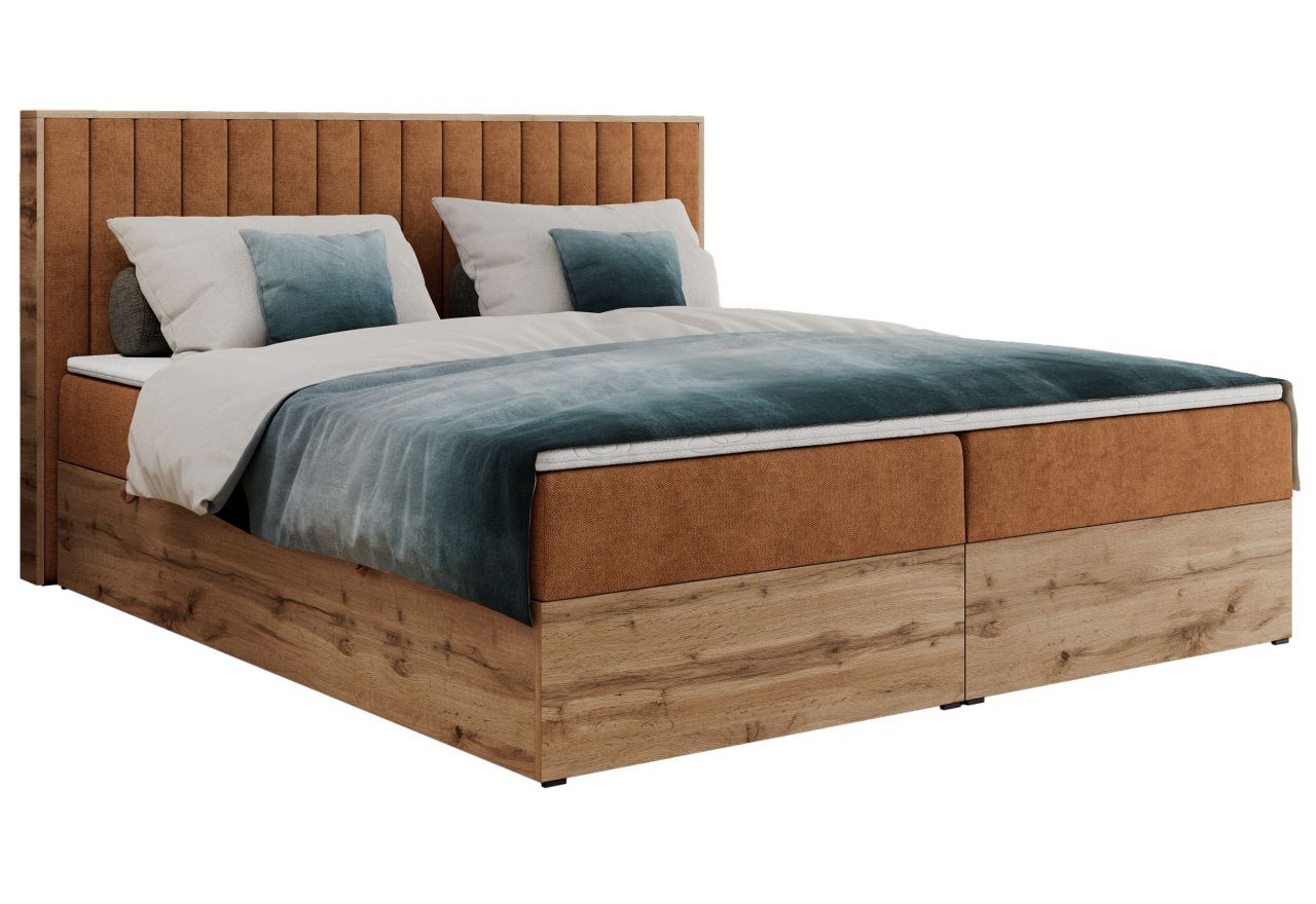 Łóżko kontynentalne ALBERO 4 120x200 - H4 - pomarańczowy, struktura