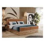 Łóżko kontynentalne ALBERO 4 200x200 - H4 - pomarańczowy, struktura