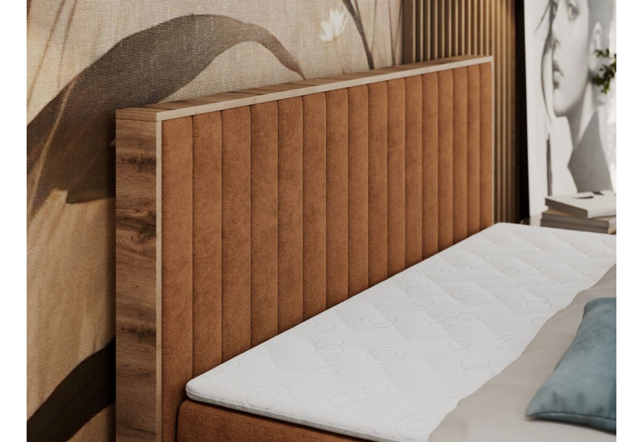 Łóżko kontynentalne ALBERO 4 200x200 - H4 - pomarańczowy, struktura