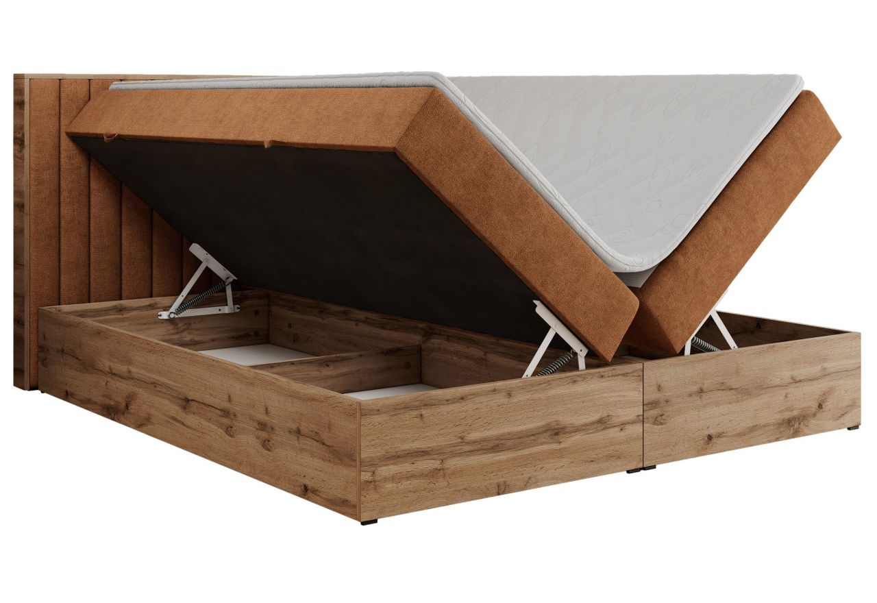 Łóżko kontynentalne ALBERO 4 200x200 - H4 - pomarańczowy, struktura