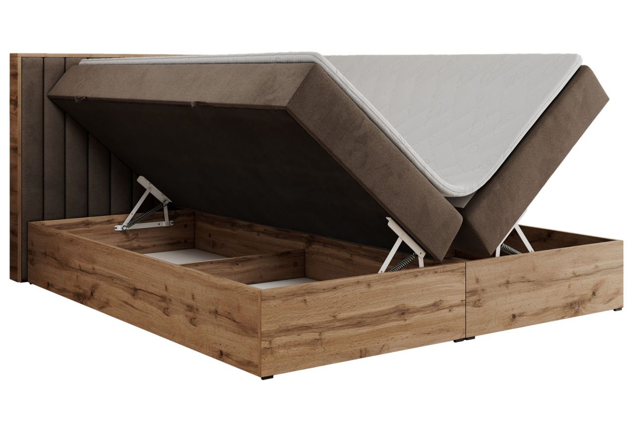 Łóżko kontynentalne ALBERO 4 140x200 - H3 - brązowy, welwet