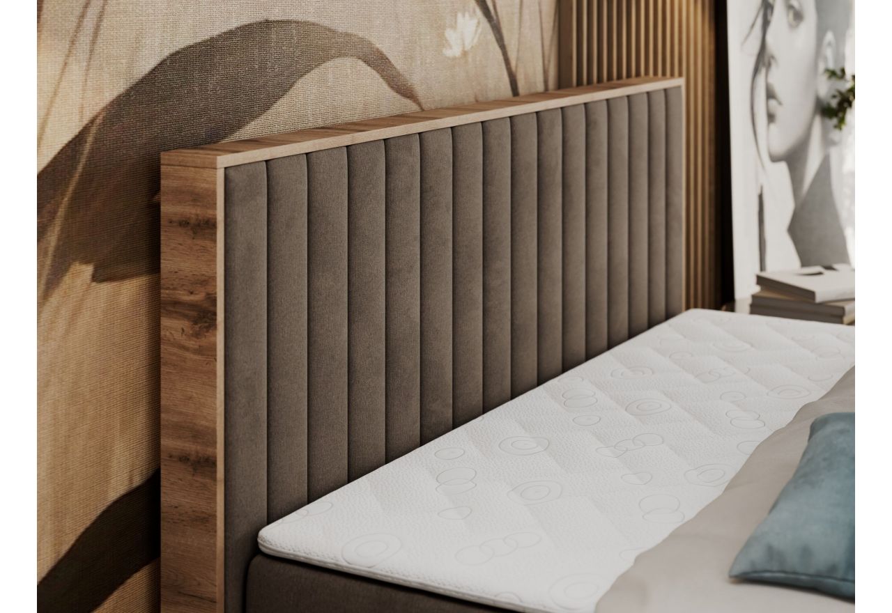 Łóżko kontynentalne ALBERO 4 160x200 - H3 - brązowy, welwet