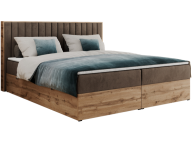 Łóżko kontynentalne ALBERO 4 120x200 - H4 - brązowy, welwet