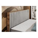 Łóżko kontynentalne ALBERO 4 120x200 - H3 - jasnoszary, welwet