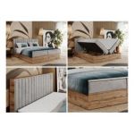 Łóżko kontynentalne ALBERO 4 160x200 - H3 - jasnoszary, welwet