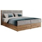 Łóżko kontynentalne ALBERO 4 180x200 - H3 - jasnoszary, welwet