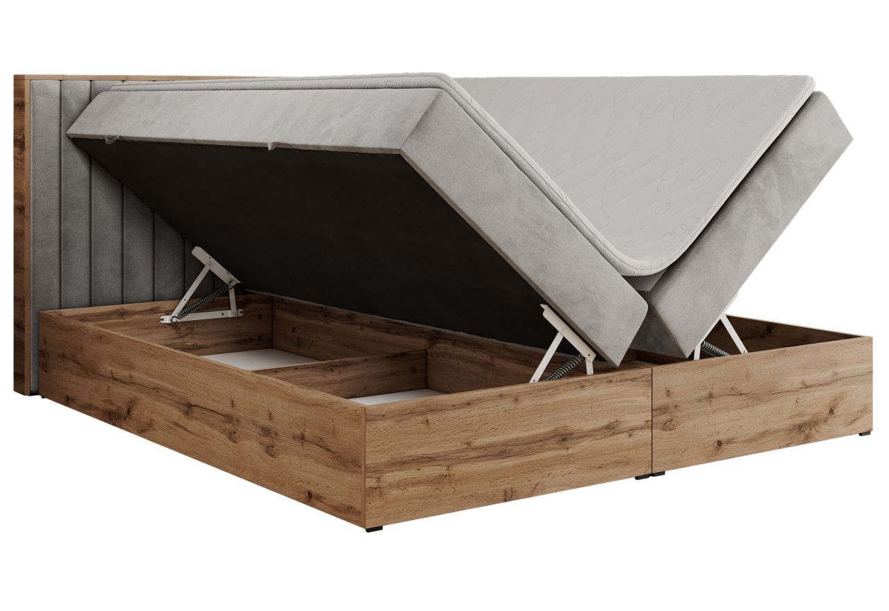 Łóżko kontynentalne ALBERO 4 180x200 - H3 - jasnoszary, welwet