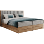 Łóżko kontynentalne ALBERO 4 200x200 - H3 - jasnoszary, welwet