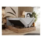 Łóżko kontynentalne ALBERO 4 200x200 - H3 - jasnoszary, welwet