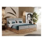 Łóżko kontynentalne ALBERO 4 200x200 - H4 - jasnoszary, welwet