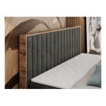 Łóżko kontynentalne ALBERO 4 120x200 - H3 - ciemnoszary, welwet