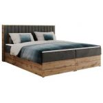 Łóżko kontynentalne ALBERO 4 120x200 - H3 - ciemnoszary, welwet