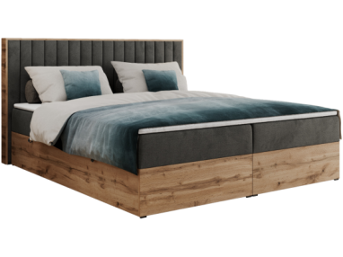 Łóżko kontynentalne ALBERO 4 140x200 - H3 - ciemnoszary, welwet