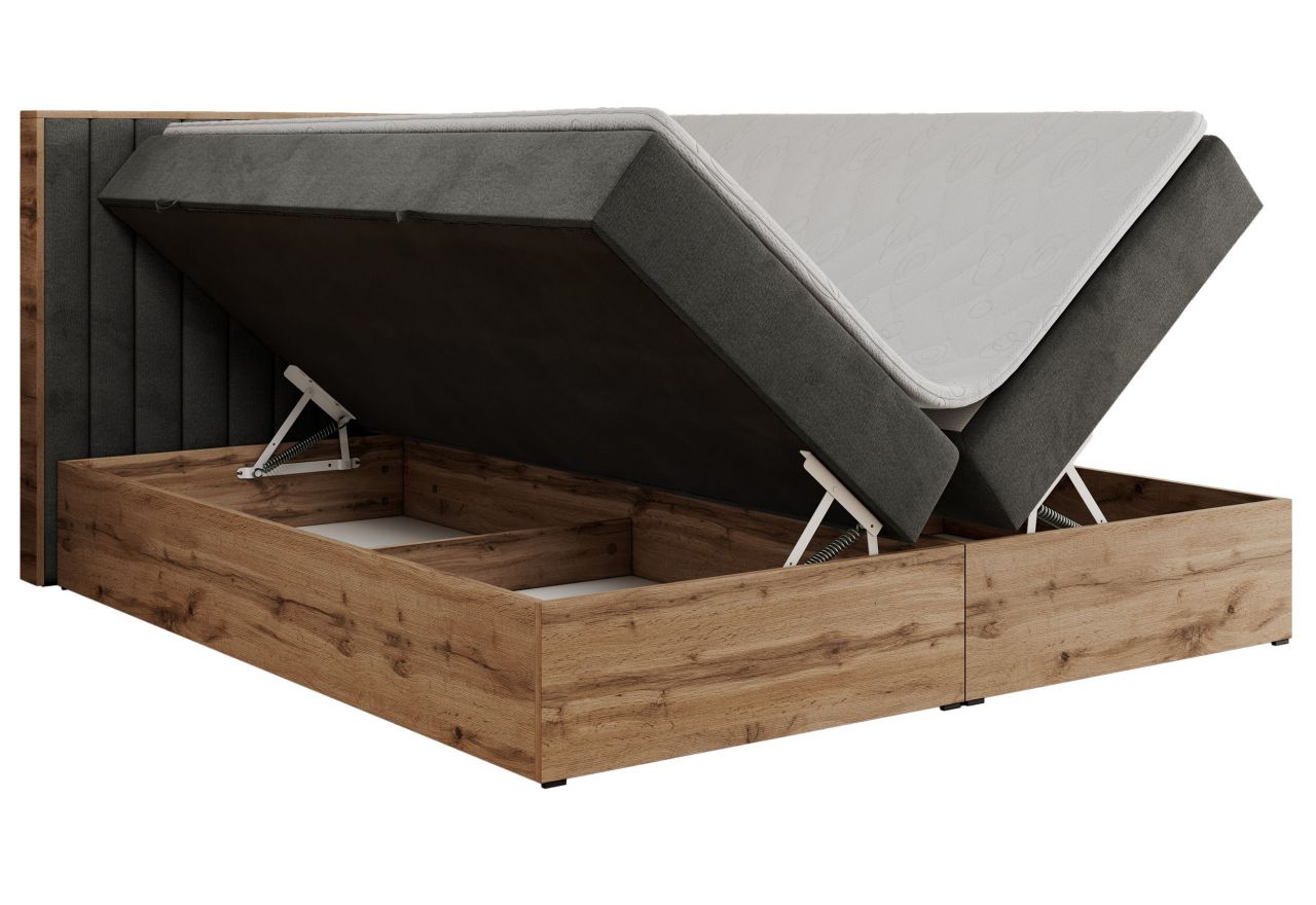 Łóżko kontynentalne ALBERO 4 160x200 - H3 - ciemnoszary, welwet