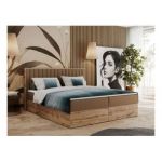 Łóżko kontynentalne ALBERO 4 160x200 - H3 - brązowy, ekoskóra