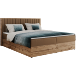 Łóżko kontynentalne ALBERO 4 180x200 - H3 - brązowy, ekoskóra