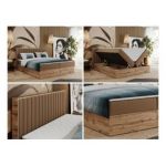 Łóżko kontynentalne ALBERO 4 200x200 - H3 - brązowy, ekoskóra