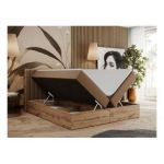 Łóżko kontynentalne ALBERO 4 120x200 - H4 - brązowy, ekoskóra