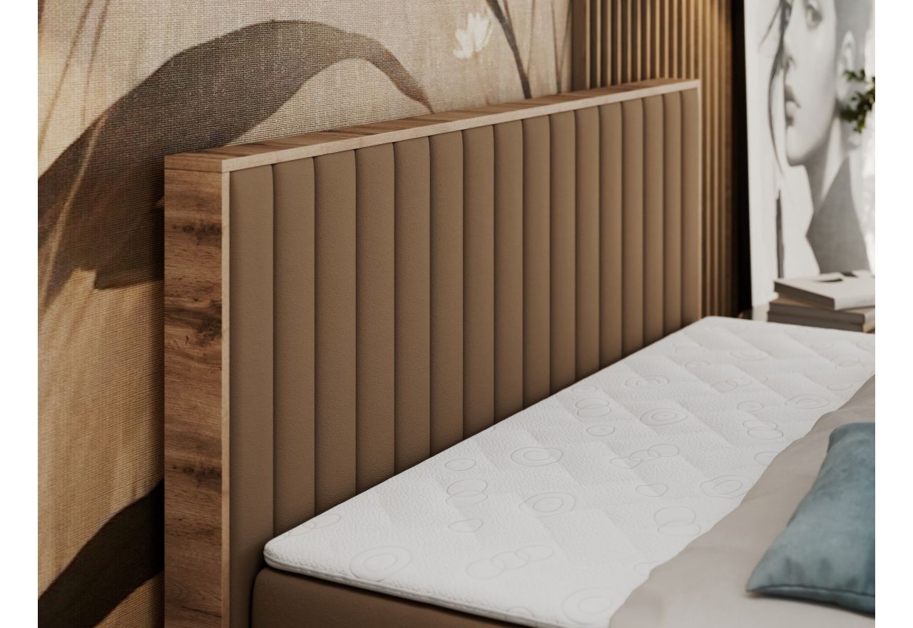 Łóżko kontynentalne ALBERO 4 120x200 - H4 - brązowy, ekoskóra