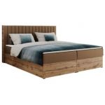 Łóżko kontynentalne ALBERO 4 120x200 - H4 - brązowy, ekoskóra