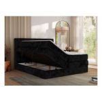 Łóżko kontynentalne TILIANO KING 200x200 - H4 - czarny, sztruks