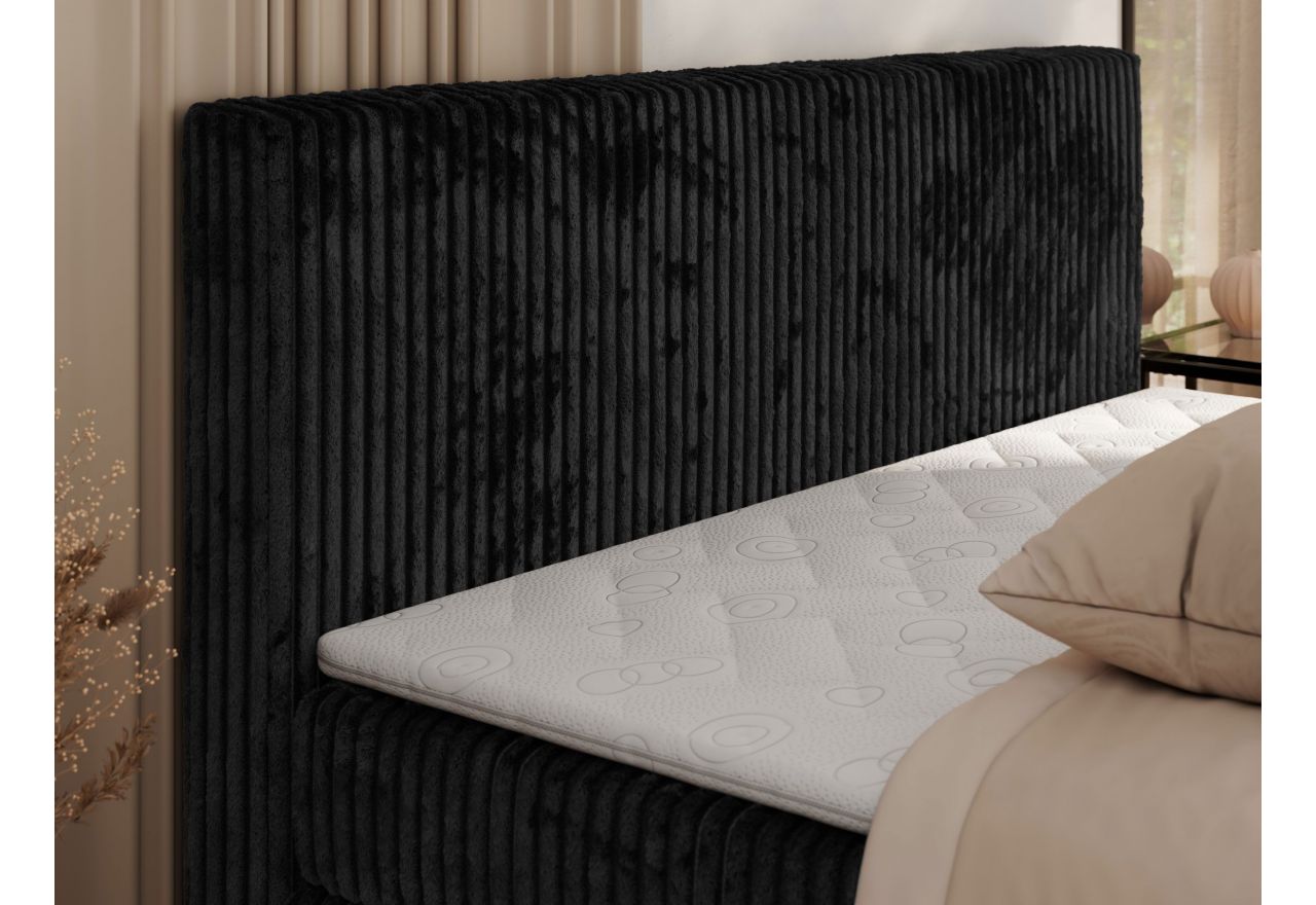 Łóżko kontynentalne TILIANO KING 200x200 - H4 - czarny, sztruks