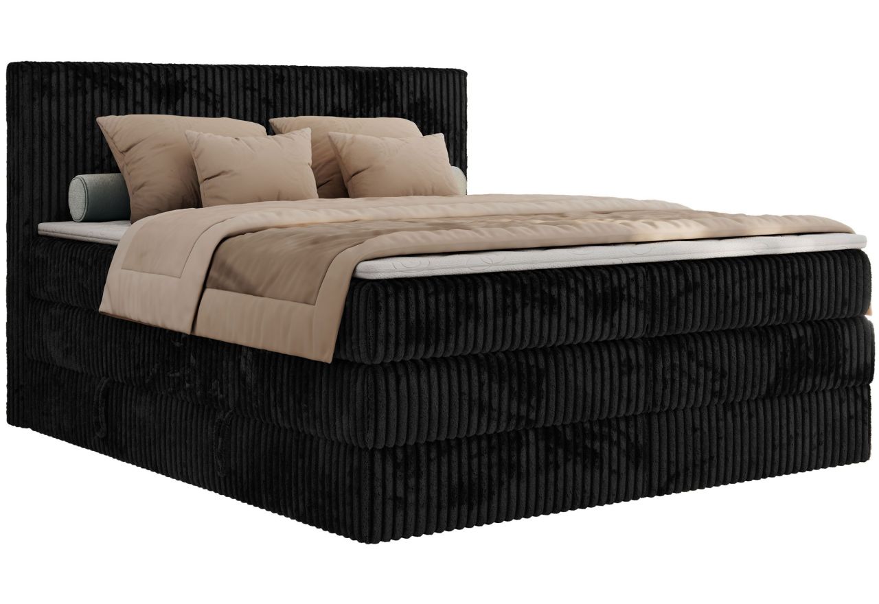 Łóżko kontynentalne TILIANO KING 180x200 - H4 - czarny, sztruks