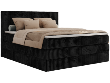 Łóżko kontynentalne TILIANO KING 200x200 - H3 - czarny, sztruks