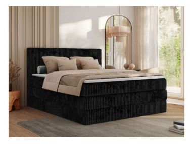 Łóżko kontynentalne TILIANO KING 180x200 - H3 - czarny, sztruks