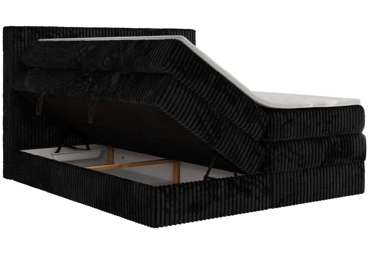 Łóżko kontynentalne TILIANO KING 180x200 - H3 - czarny, sztruks