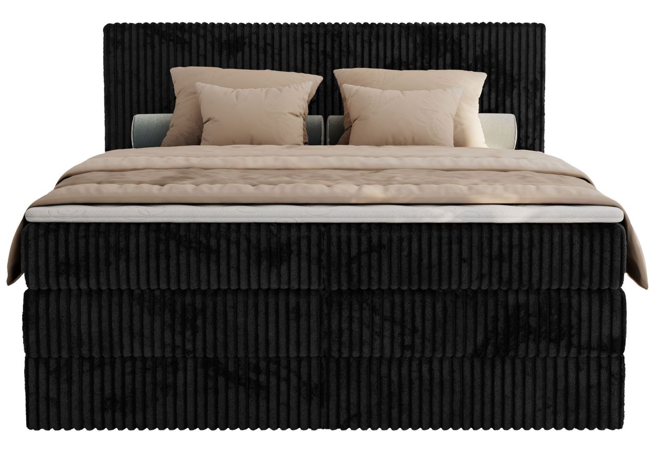 Łóżko kontynentalne TILIANO KING 160x200 - H3 - czarny, sztruks