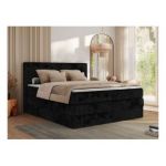 Łóżko kontynentalne TILIANO KING 140x200 - H3 - czarny, sztruks